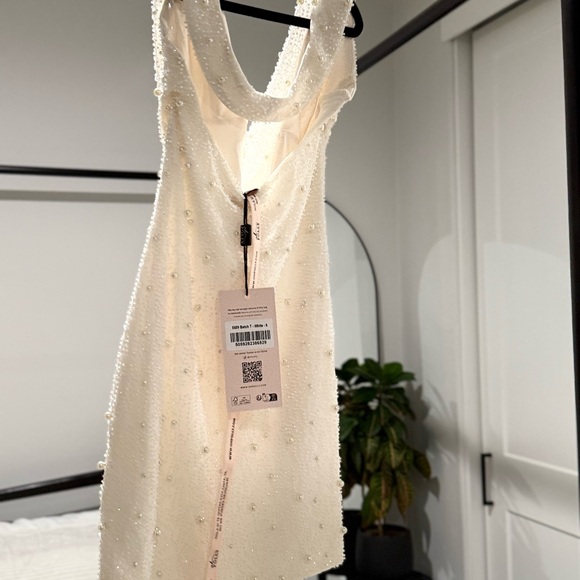 Oh Polly Cream Pearl Embellished Dress - Picture 4 of 8